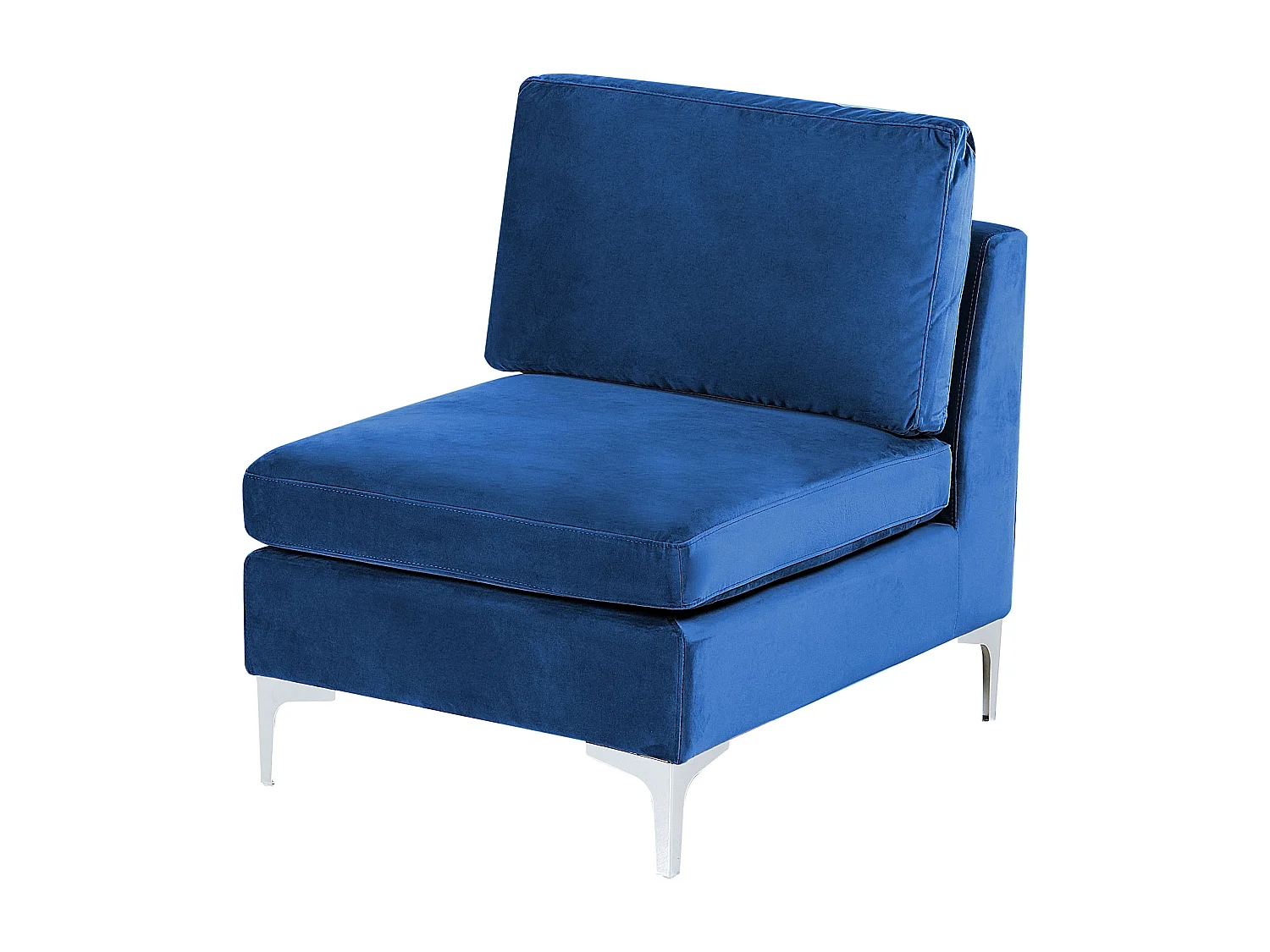 Modul Ecksofa EVJA Samtstoff Marineblau mit Ottomane 6-Sitzer linksseitig