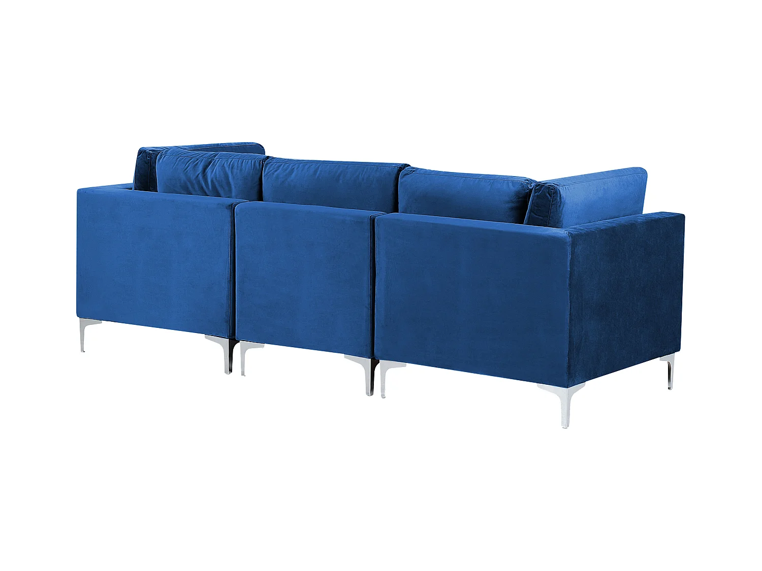 Canapé d'angle modulable 4 places EVJA Velours Bleu marine avec ottoman Côté droite