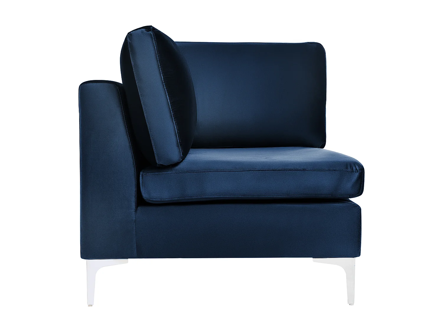 Modulaire hoekbank EVJA Fluweel Marineblauw Met ottomaan 4-zitter Linkerzijde