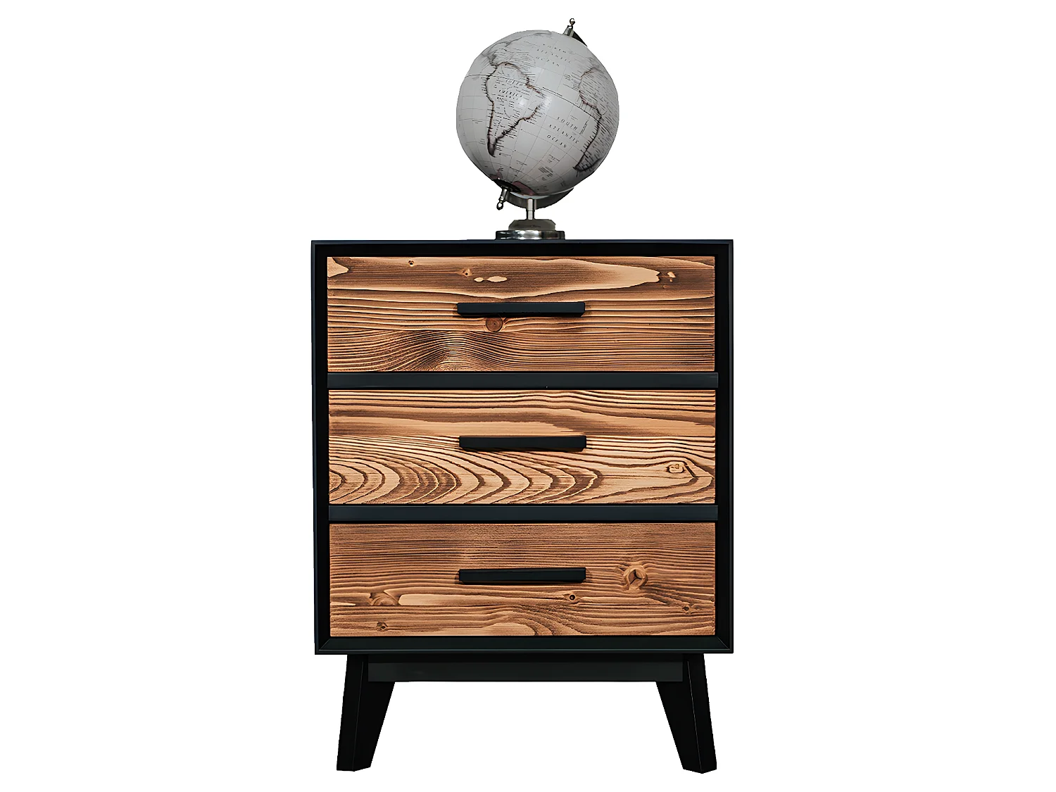 Chevet 3 tiroirs Nostalgie - Noir et bois