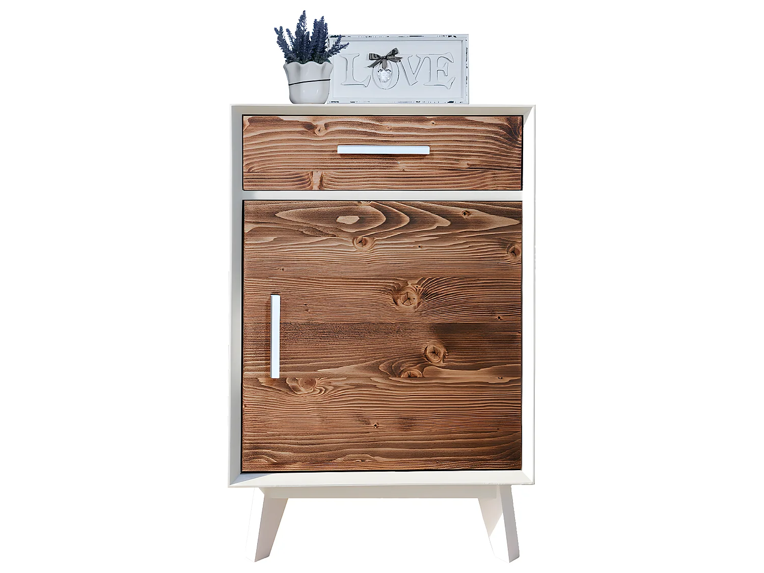 Confiturier 1 porte 1 tiroir Nostalgie - Blanc et bois