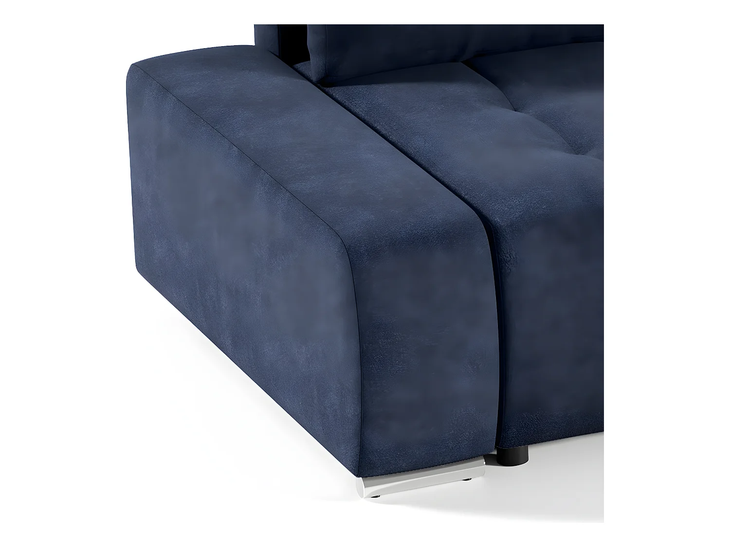 Canapé d'angle convertible droit 4 places avec coffre Jonas Bleu Marine