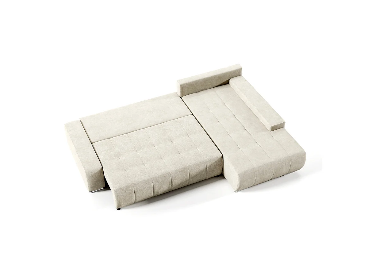 Canapé d'angle convertible 4 places en tissu bleu canard JONAS
