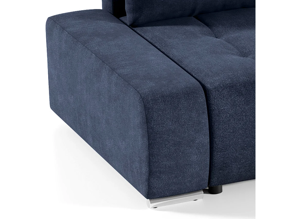 Canapé d'angle convertible 4 places en tissu bleu canard JONAS