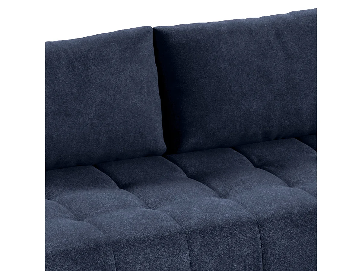 Canapé d'angle convertible 4 places en tissu bleu canard JONAS