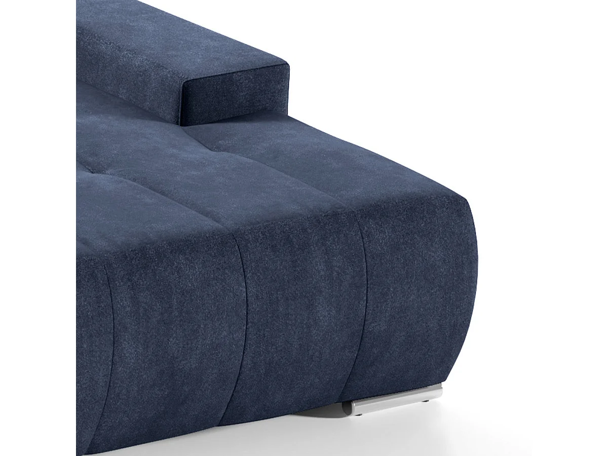 Canapé d'angle convertible 4 places en tissu bleu canard JONAS