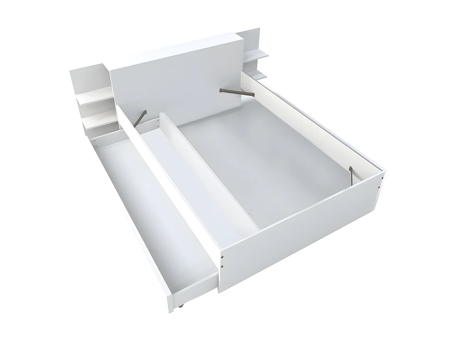 Lit CITY 140x190 + tête de lit chevet  + 1 tiroir / Blanc