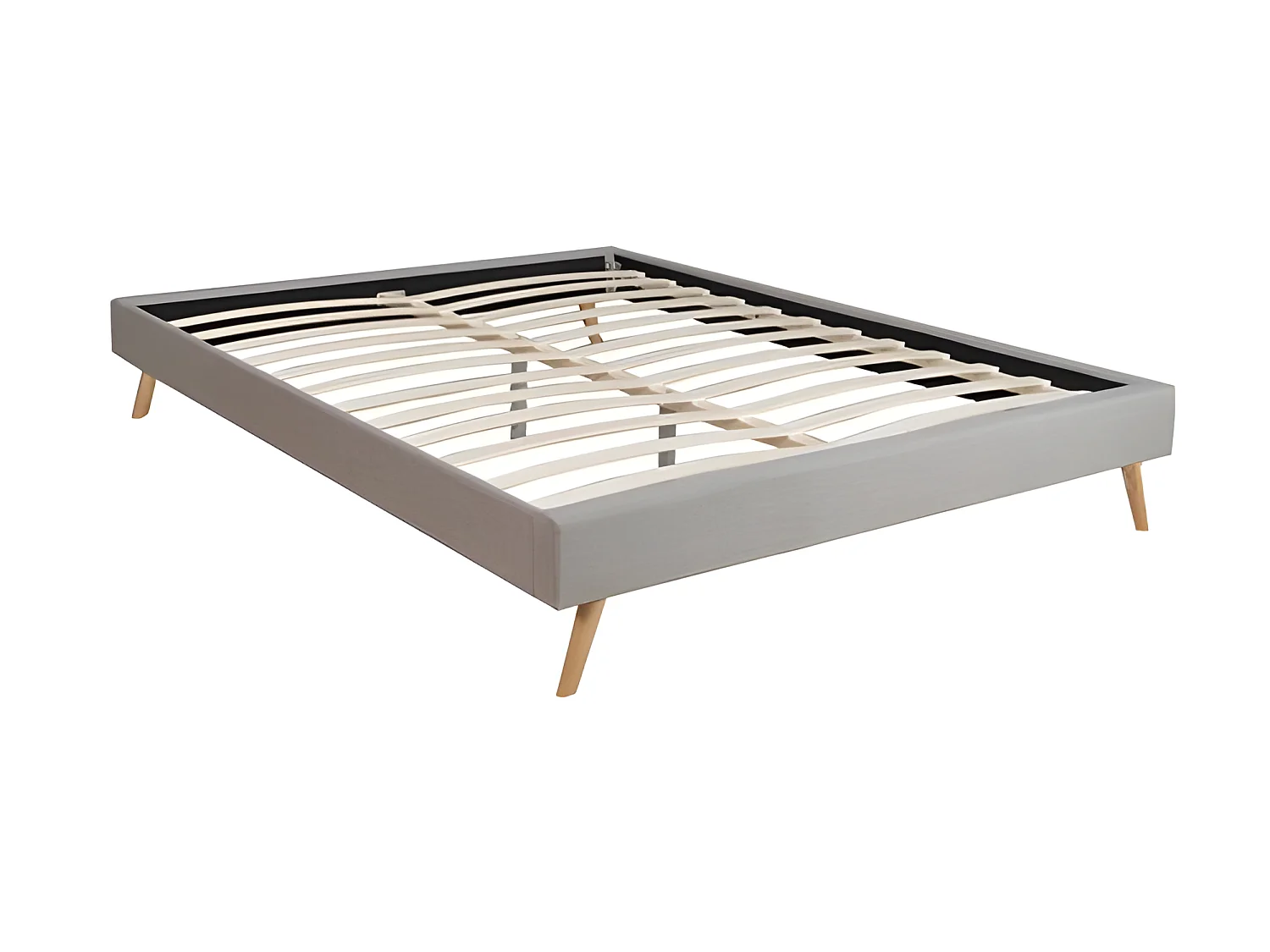 Lit BOREA 160x200 tissu + 1 sommier / Gris Clair