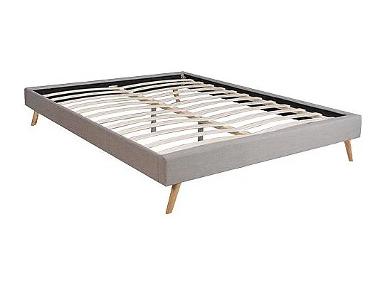 Lit BOREA 160x200 tissu + 1 sommier / Gris Clair