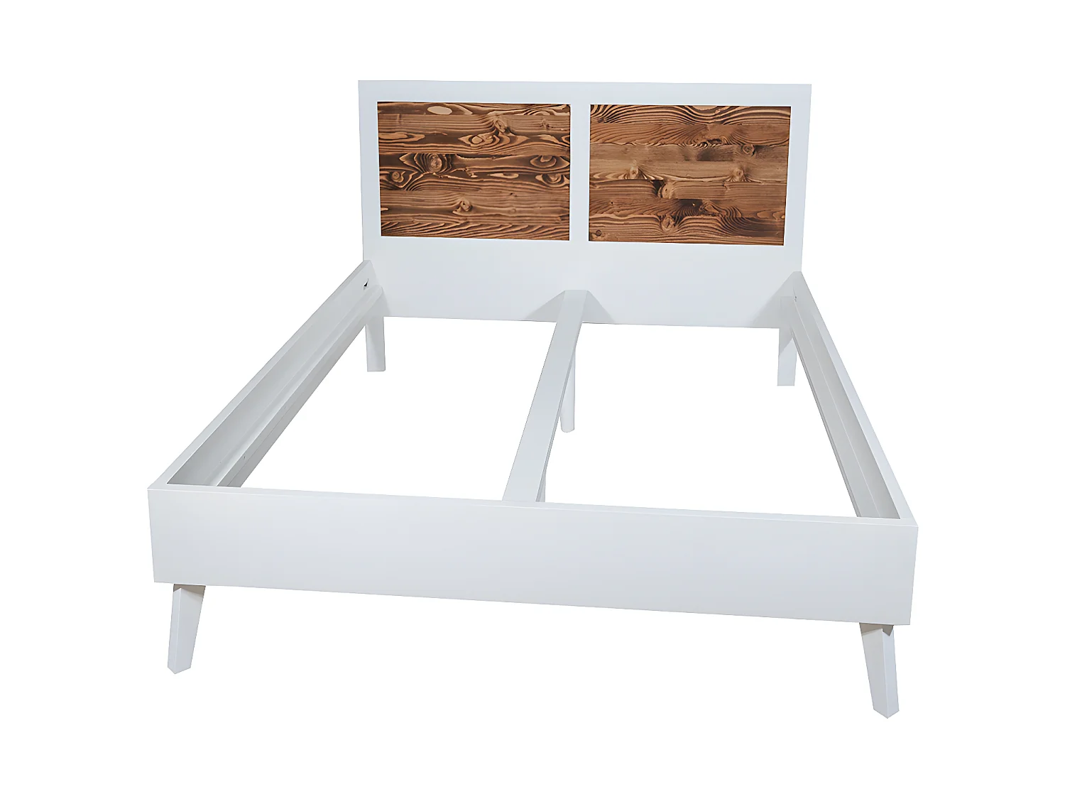 Lit 160x200 sans sommier Nostalgie - Blanc et bois
