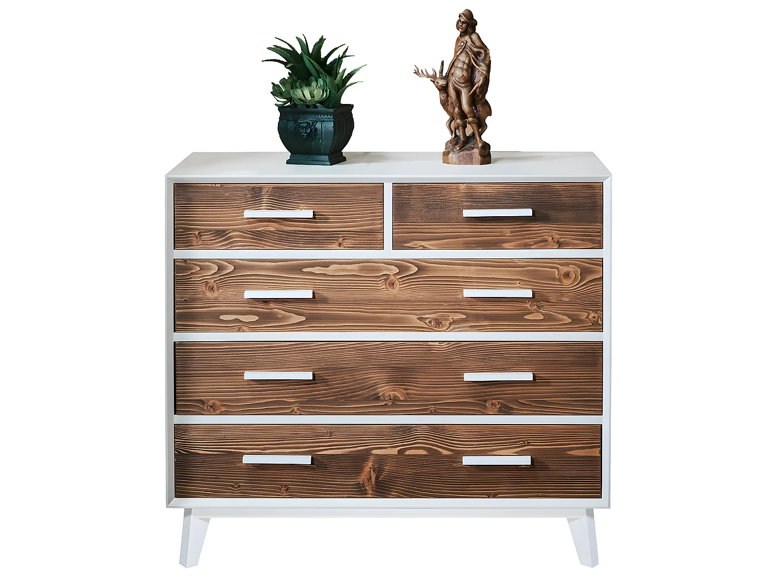 Nostalgie ladekast met 5 laden - Wit en hout