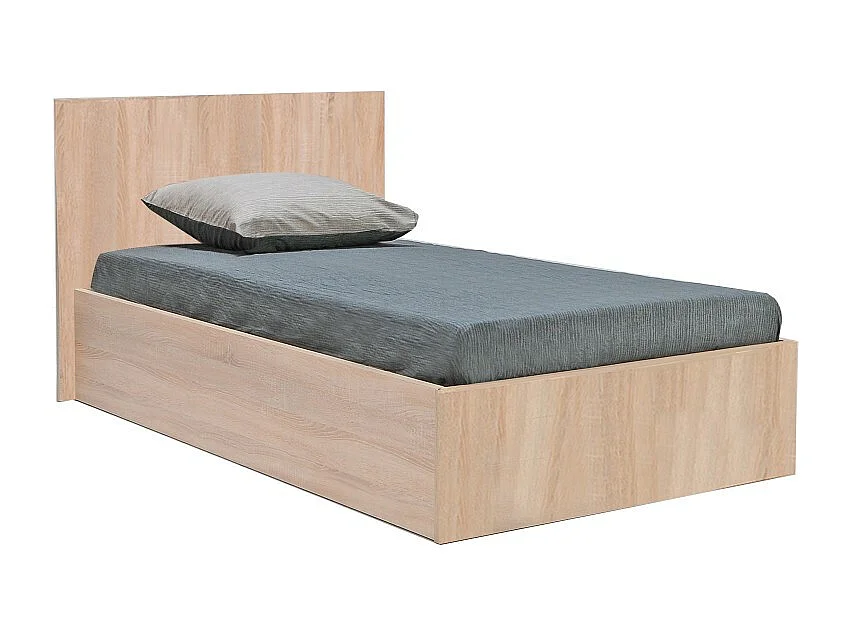 Lit coffre MADRID 90x190 + 1 sommier / Décor Chêne Blanchi