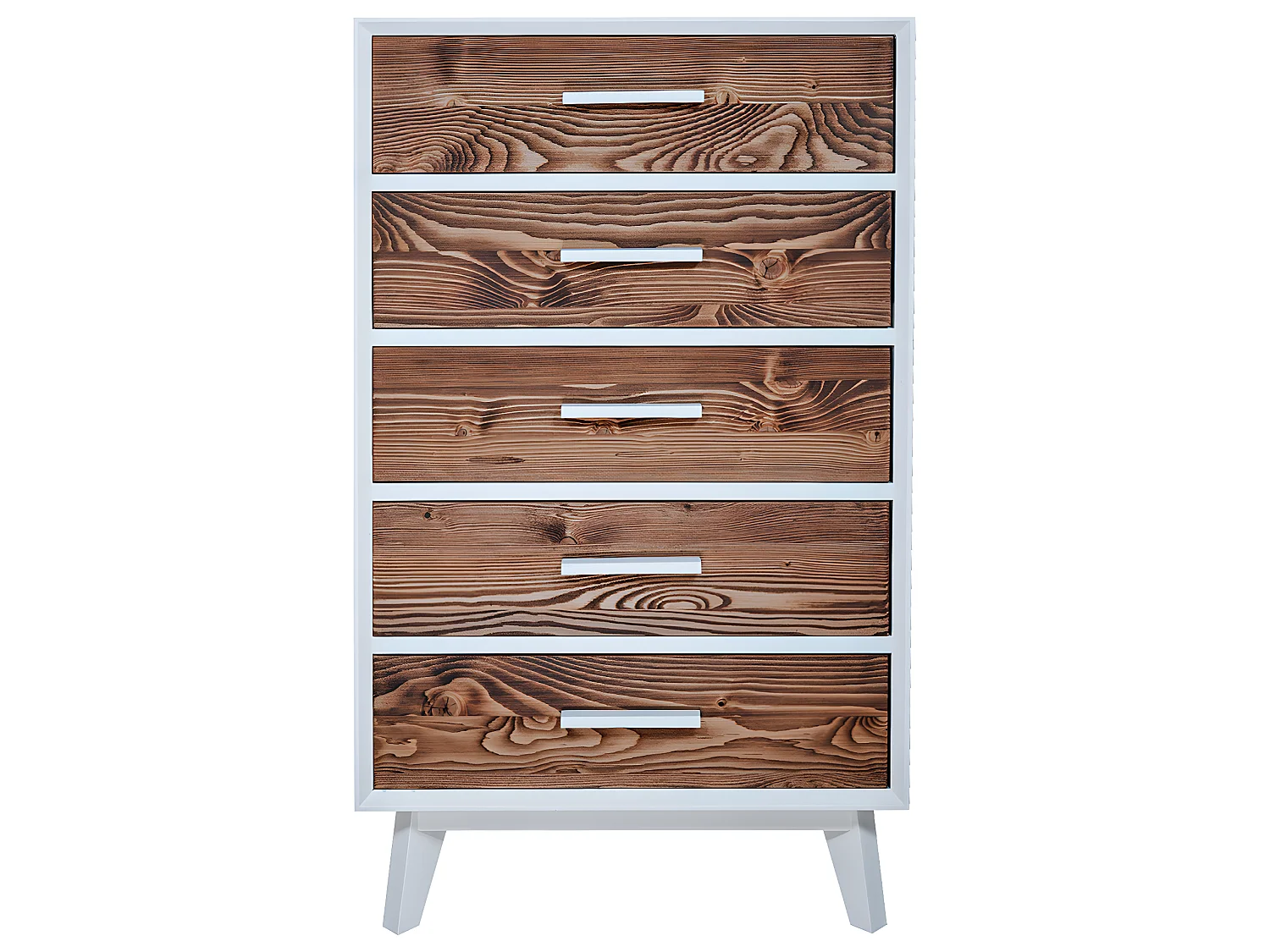 Chiffonnier 5 tiroirs Nostalgie - Blanc et bois