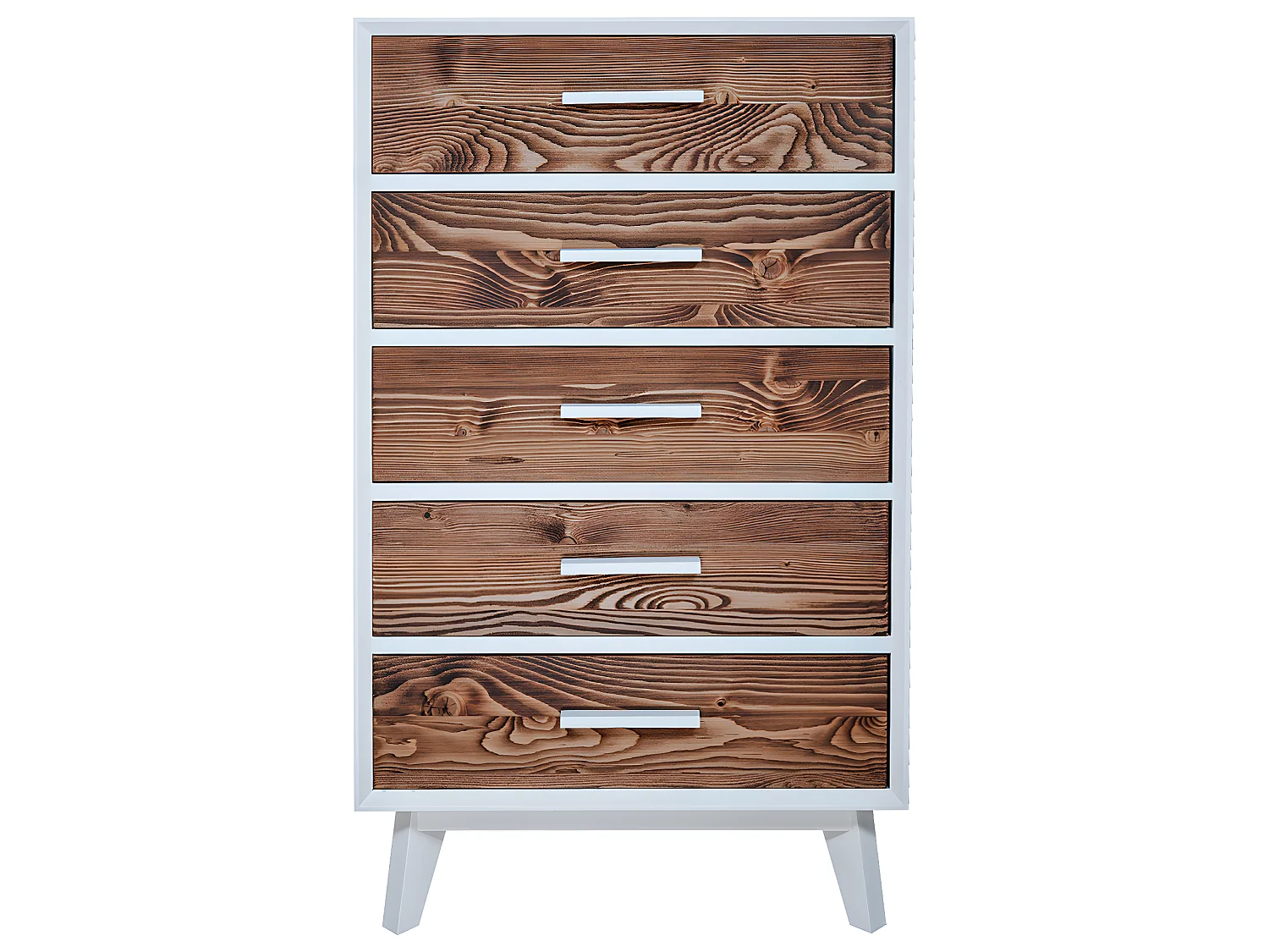 Chiffonnier 5 tiroirs Nostalgie - Blanc et bois