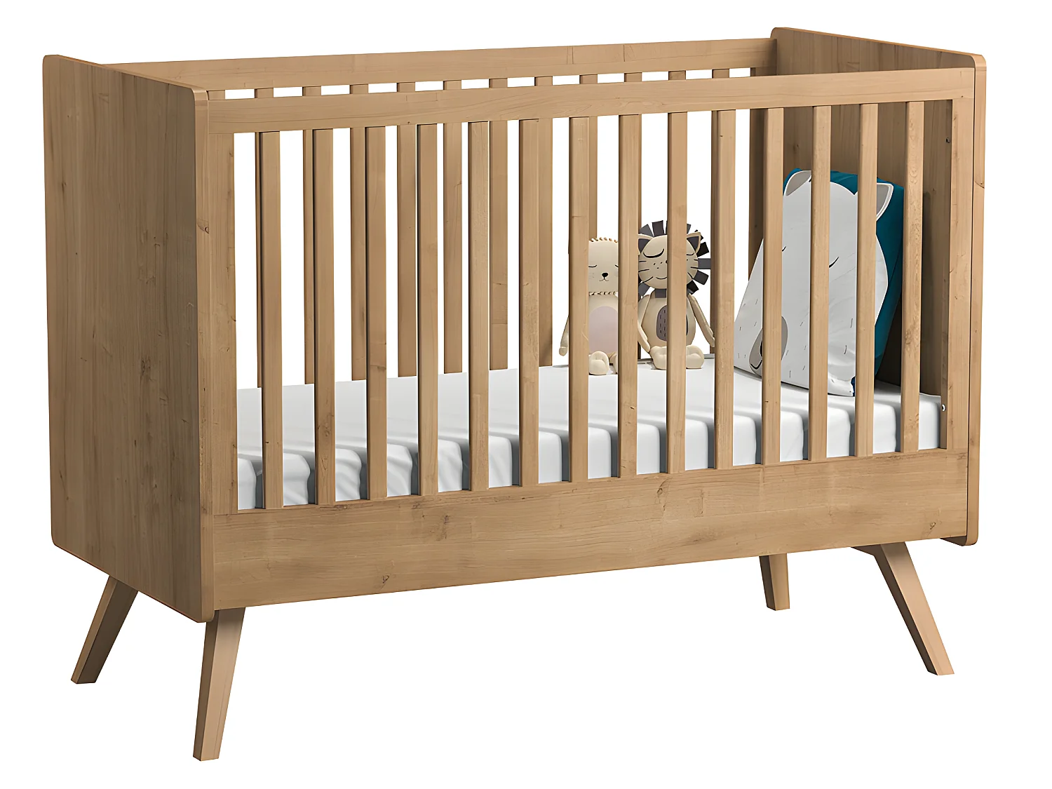 Lit bébé évolutif et Chiffonnier Vintage Bois Rose