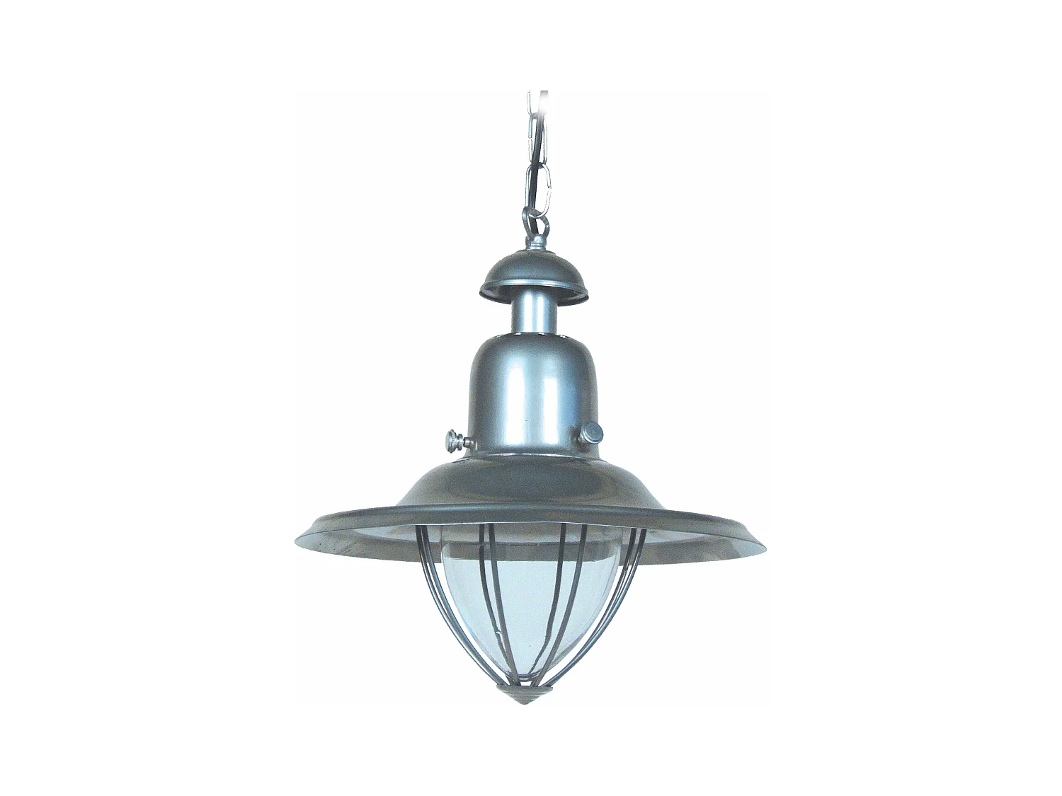 Suspension lanterne verre métal aluminium 85 cm..
