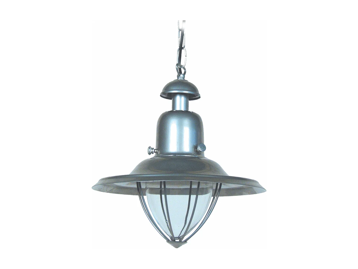 Suspension lanterne verre métal aluminium 85 cm..