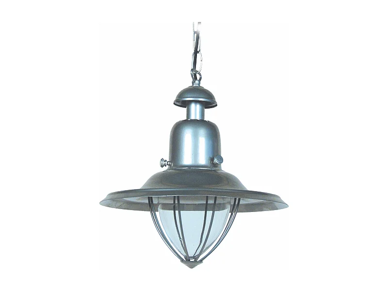 Suspension lanterne verre métal aluminium 85 cm..