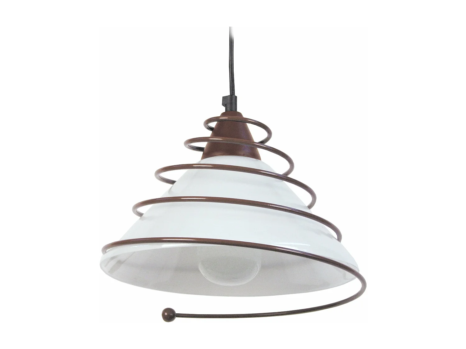 Suspension conique verre,métal  marron 80 cm.