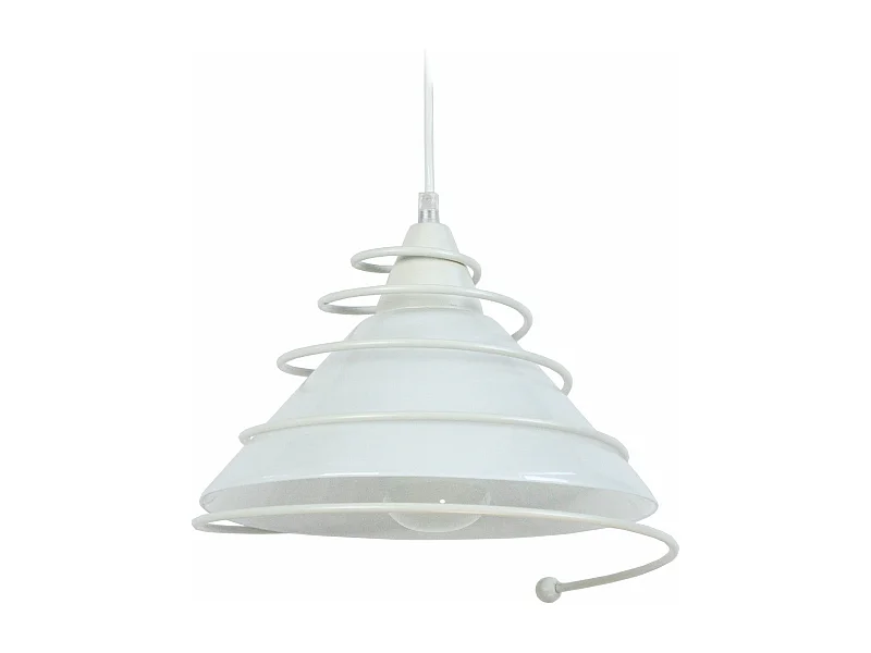 Suspension conique verre,métal  ivoire 80 cm.