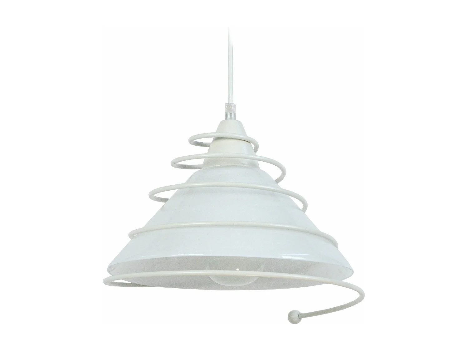 Suspension conique verre,métal  ivoire 80 cm.