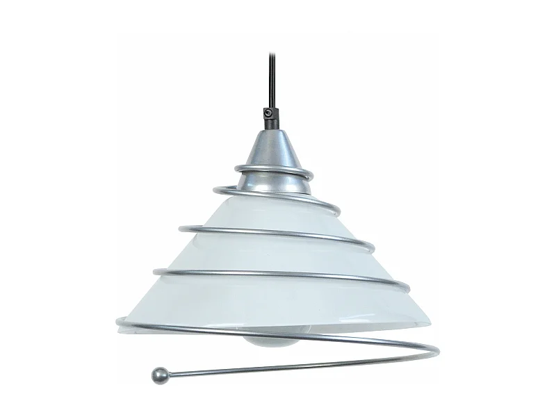 Suspension conique verre,métal aluminium 80 cm.