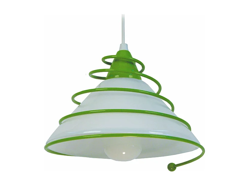 Suspension conique verre,métal  vert 80 cm.