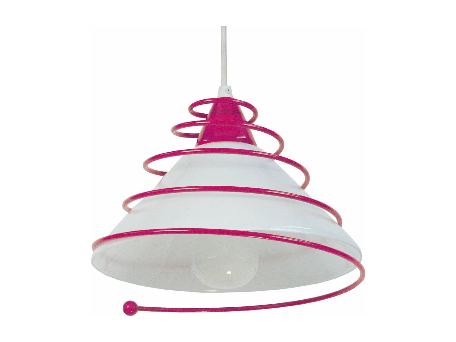 Suspension conique verre,métal  rose 80 cm.