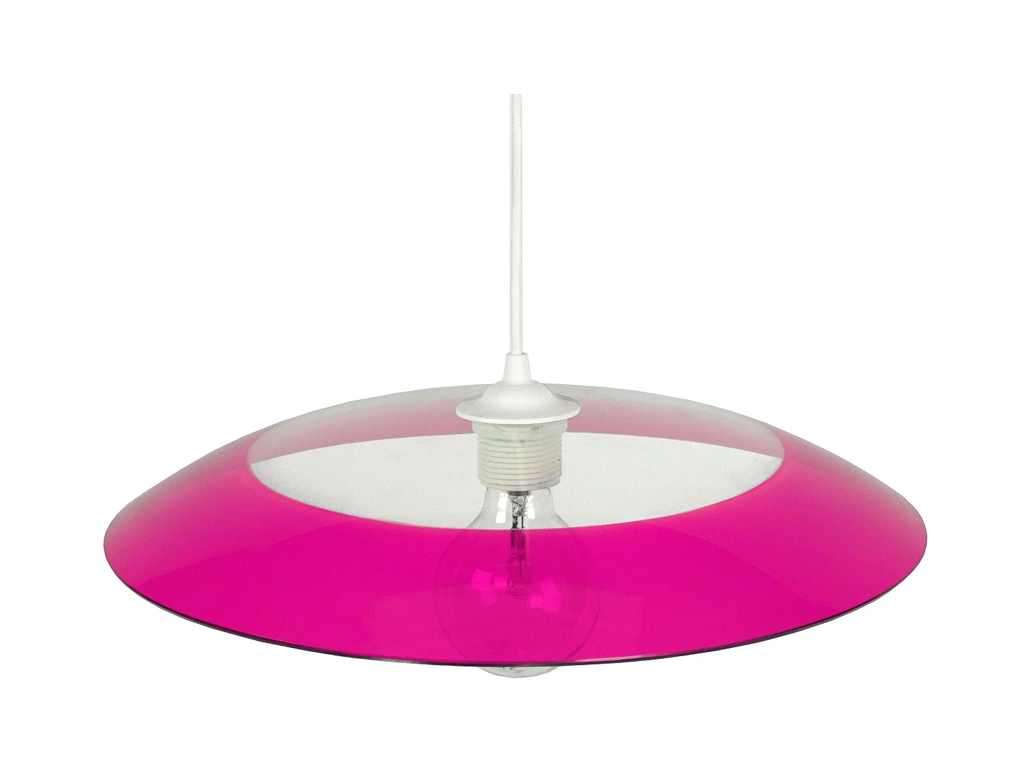 Suspension bol verre  transparent,rose70 cm.