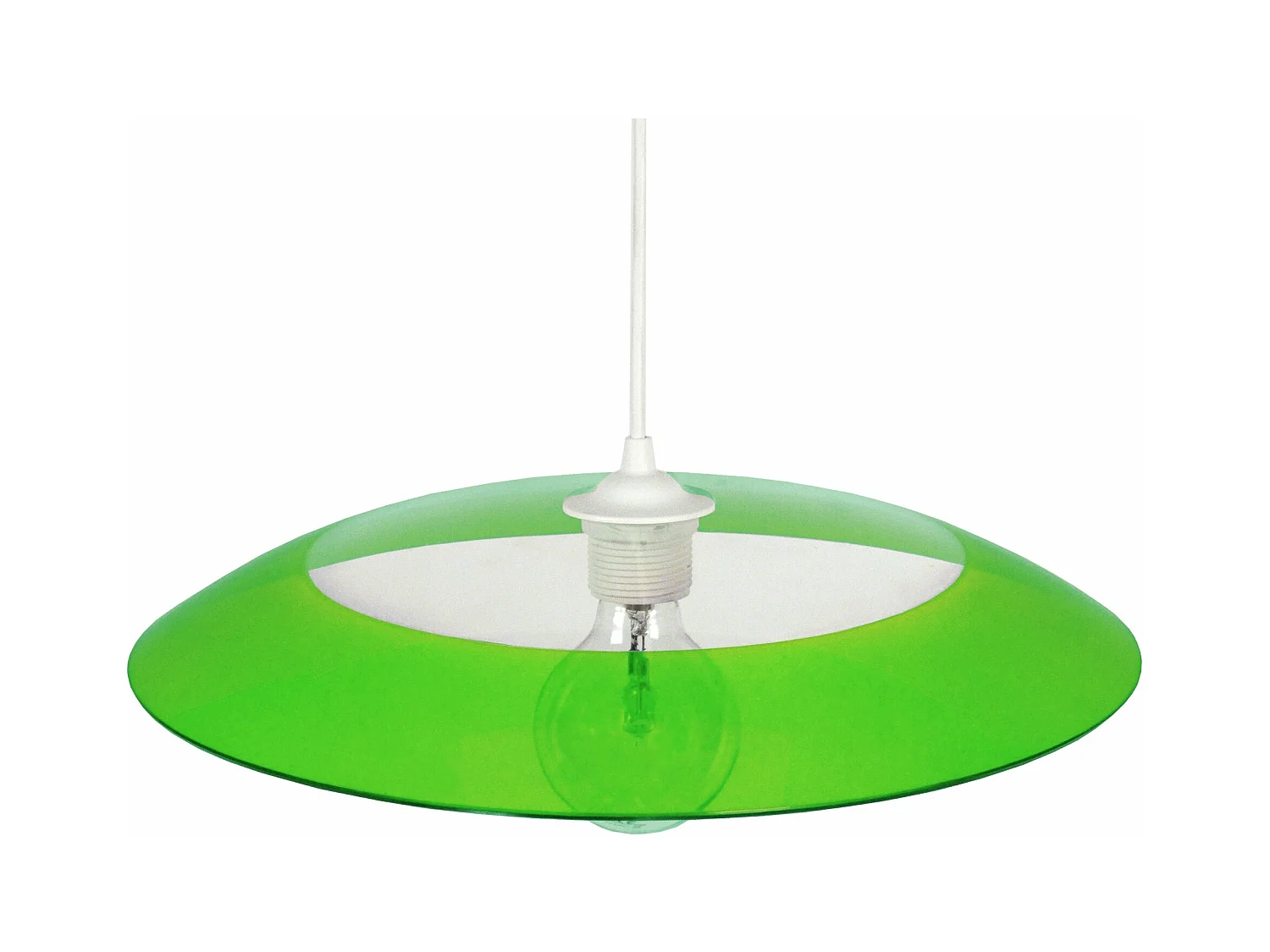 Suspension bol verre  transparent,vert70 cm.