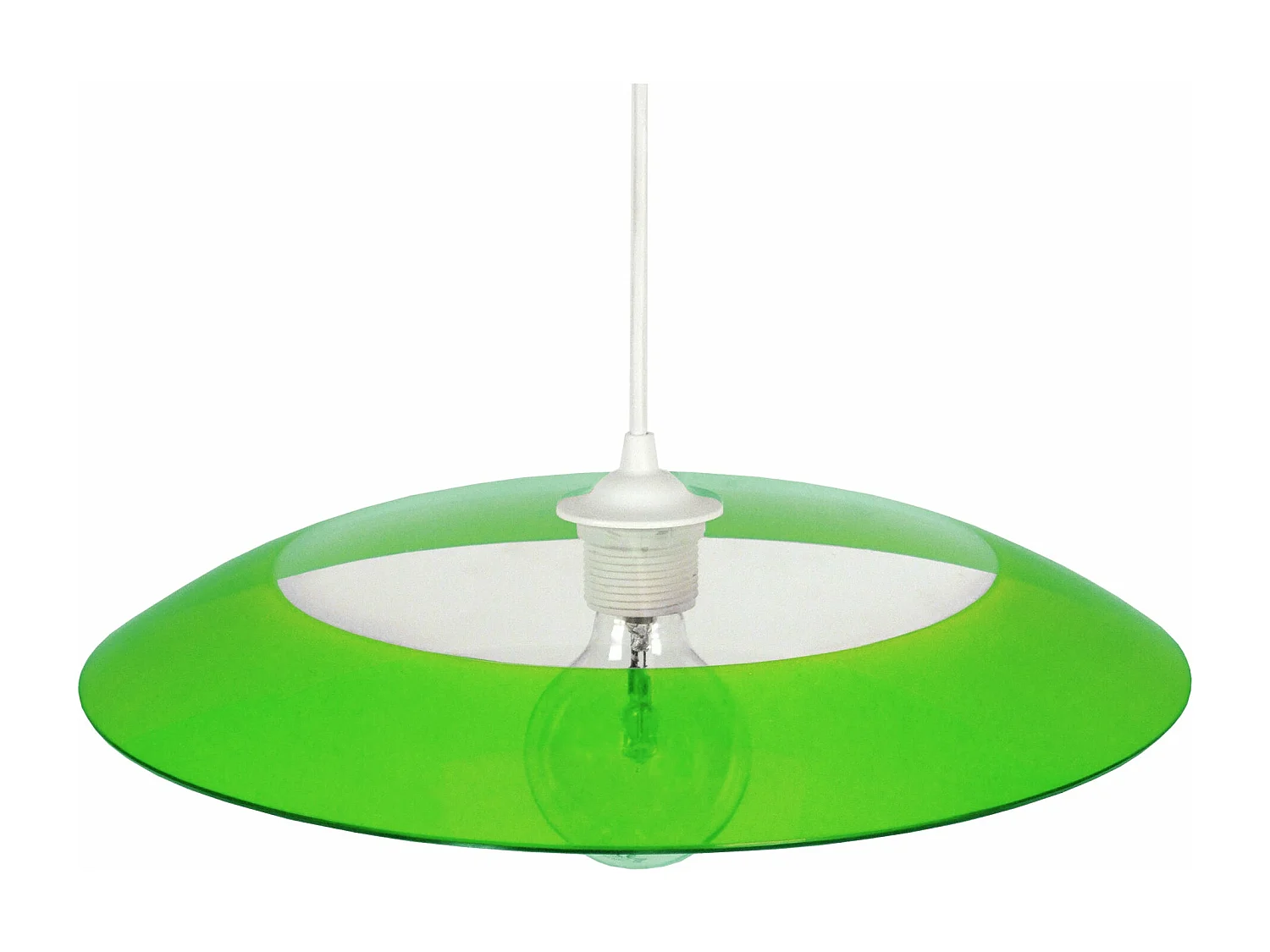 Suspension bol verre  transparent,vert70 cm.
