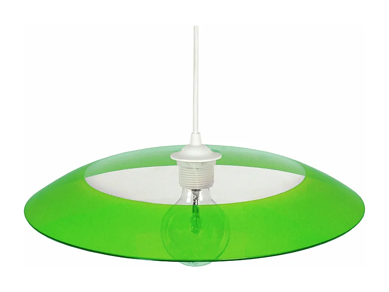 Suspension bol verre  transparent,vert70 cm.