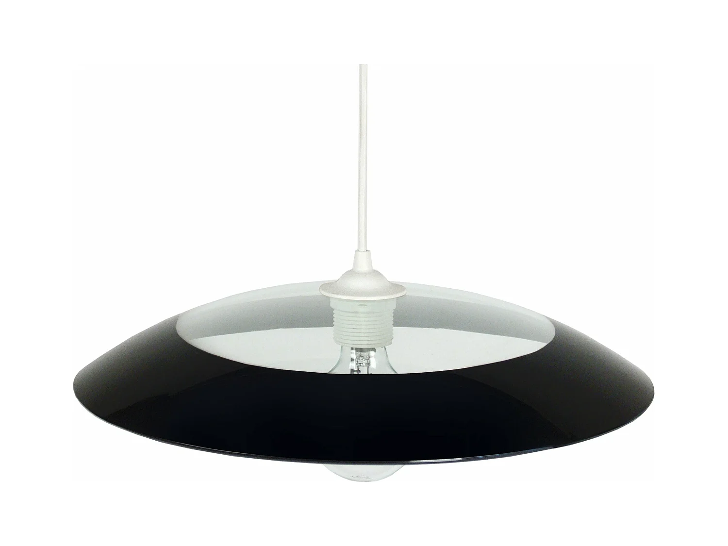 Suspension bol verre  transparent,noir70 cm.