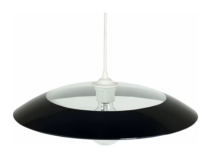 Suspension bol verre  transparent,noir70 cm.