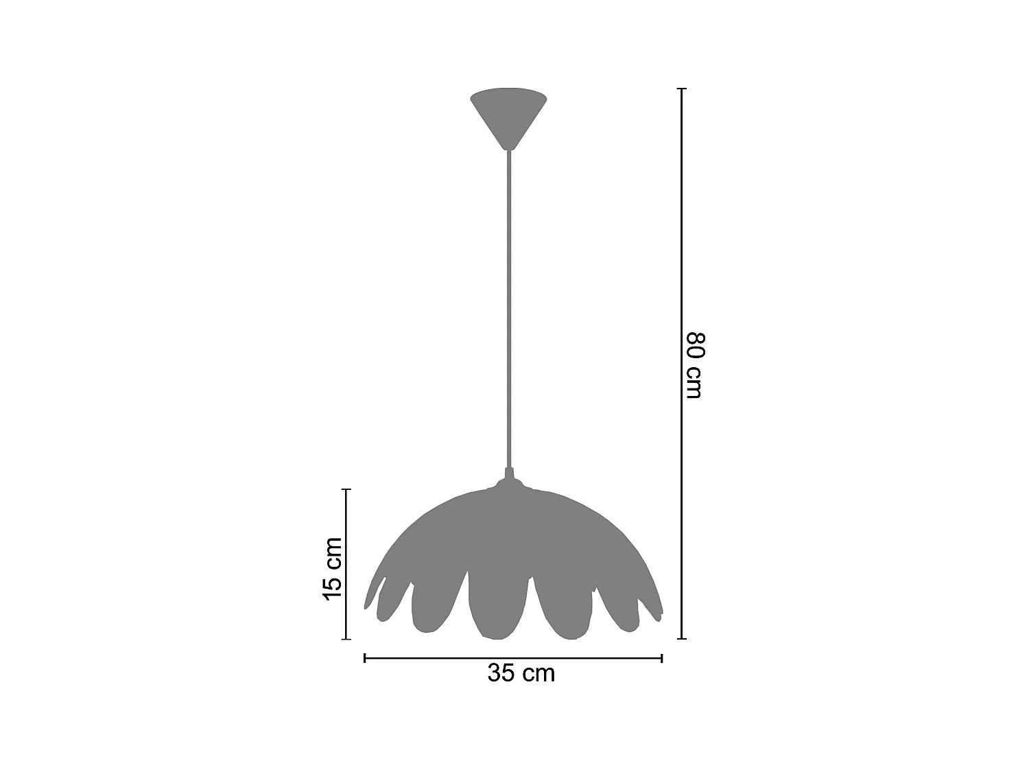 Suspensión  TOSEL ,vidrio,Blanco,A 80xD35xP35cm