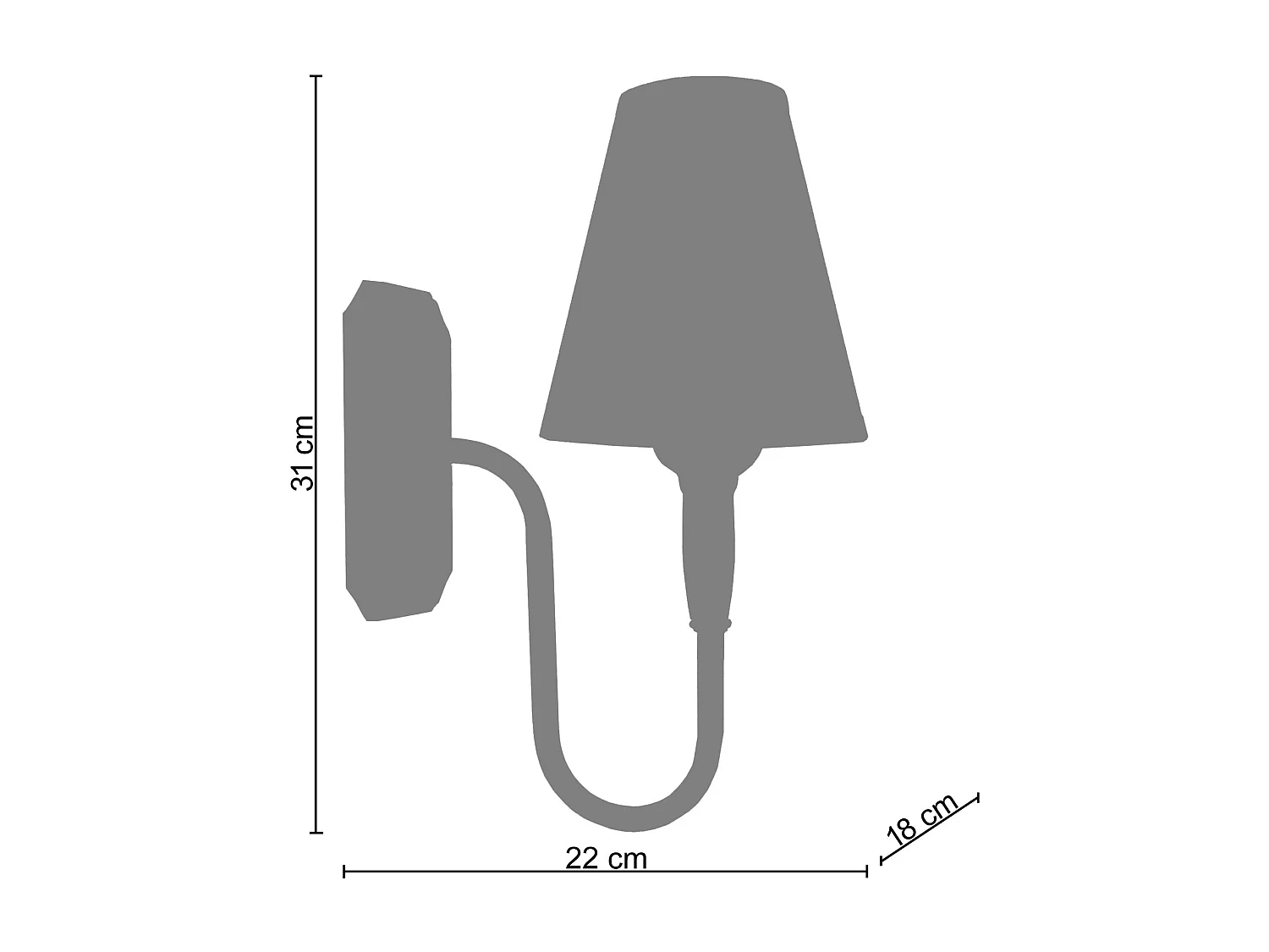 Aplique TOSEL CALAIS tecido braço cinza D22 x  H18  cm