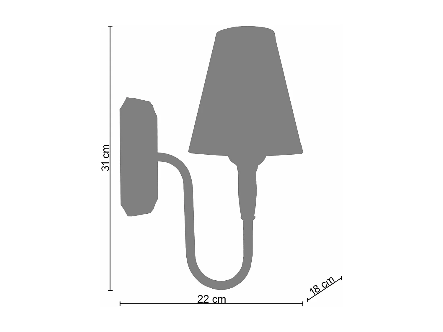 Applique bois,métal ivoire 18cm.
