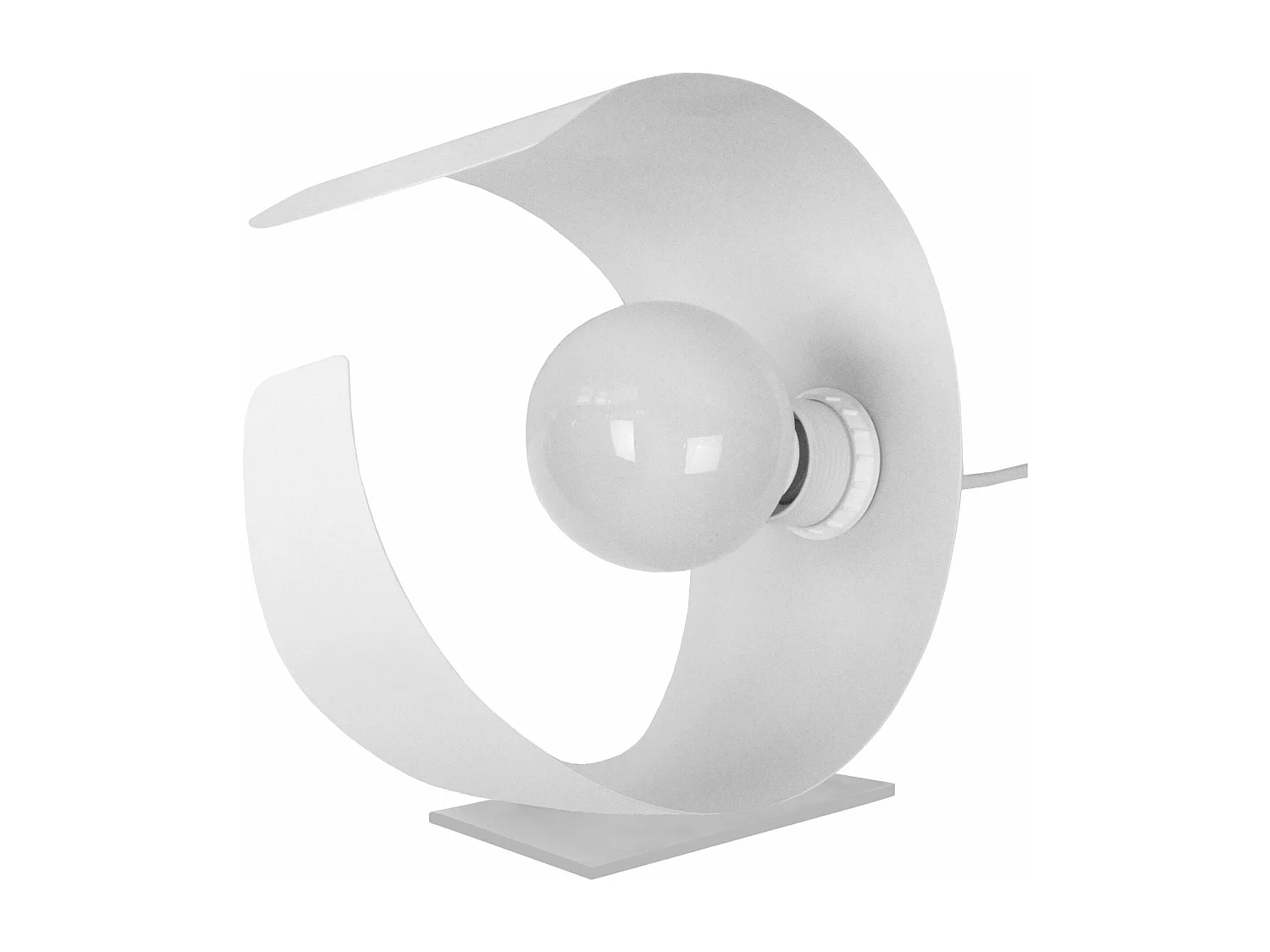 Lampe de chevet demi cylindre métal  blanc 25 cm.