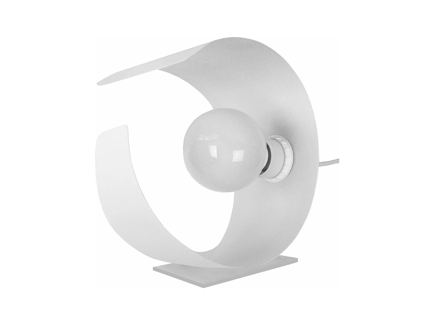 Lampe de chevet demi cylindre métal  blanc 25 cm.