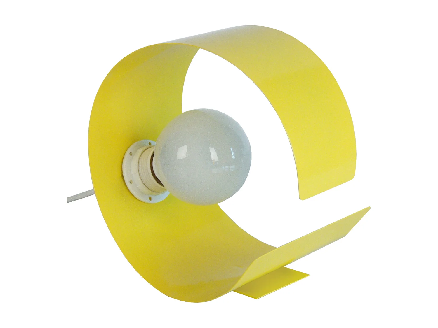 Lampe de chevet demi cylindre métal  jaune 25 cm.