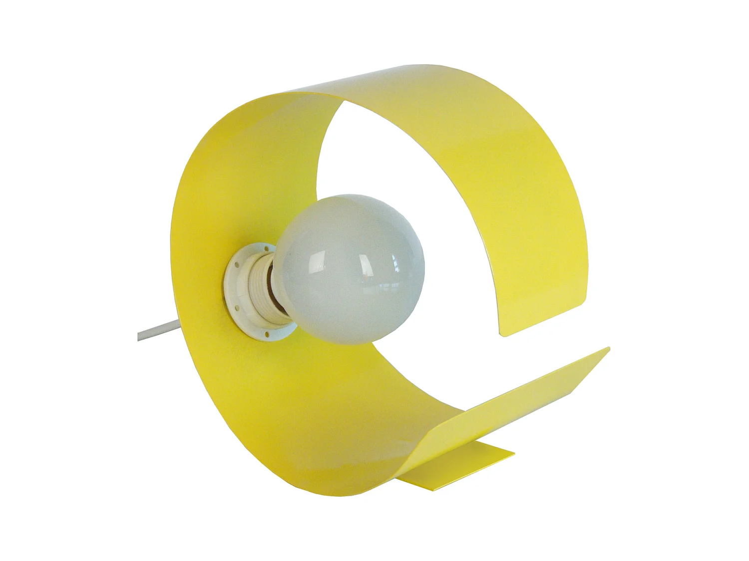 Lampe de chevet demi cylindre métal  jaune 25 cm.