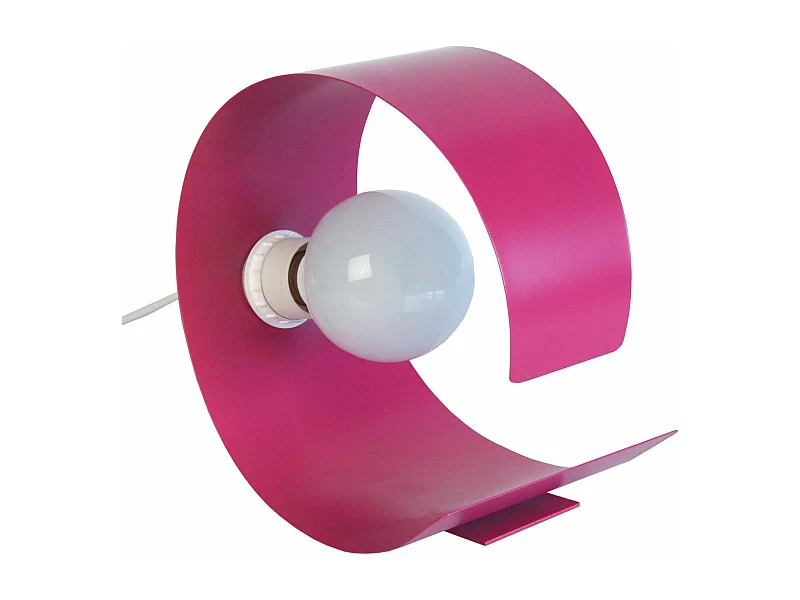 Lampe de chevet demi cylindre métal  rose 25 cm.