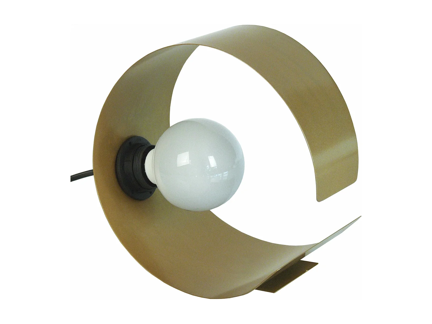 Lampe de chevet demi cylindre métal  doré 25 cm.
