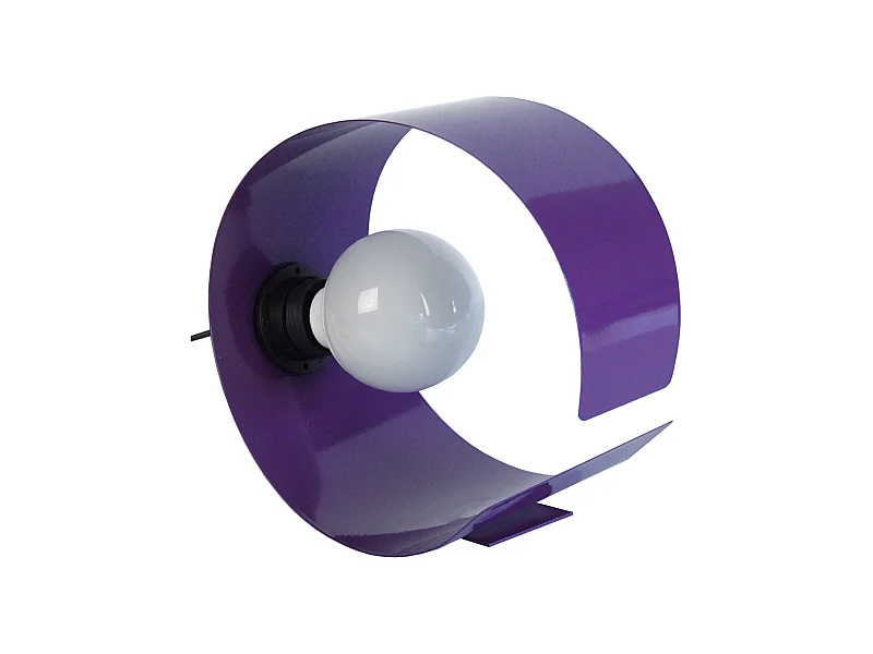 Lampe de chevet demi cylindre métal  violet  25 cm.