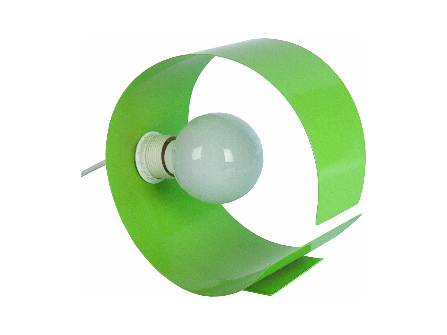 Lampe de chevet demi cylindre métal  vert 25 cm.