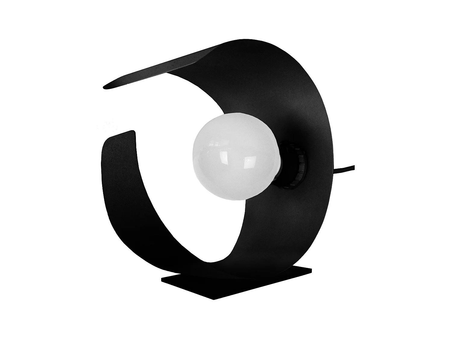 Lampe de chevet demi cylindre métal  noir 25 cm.