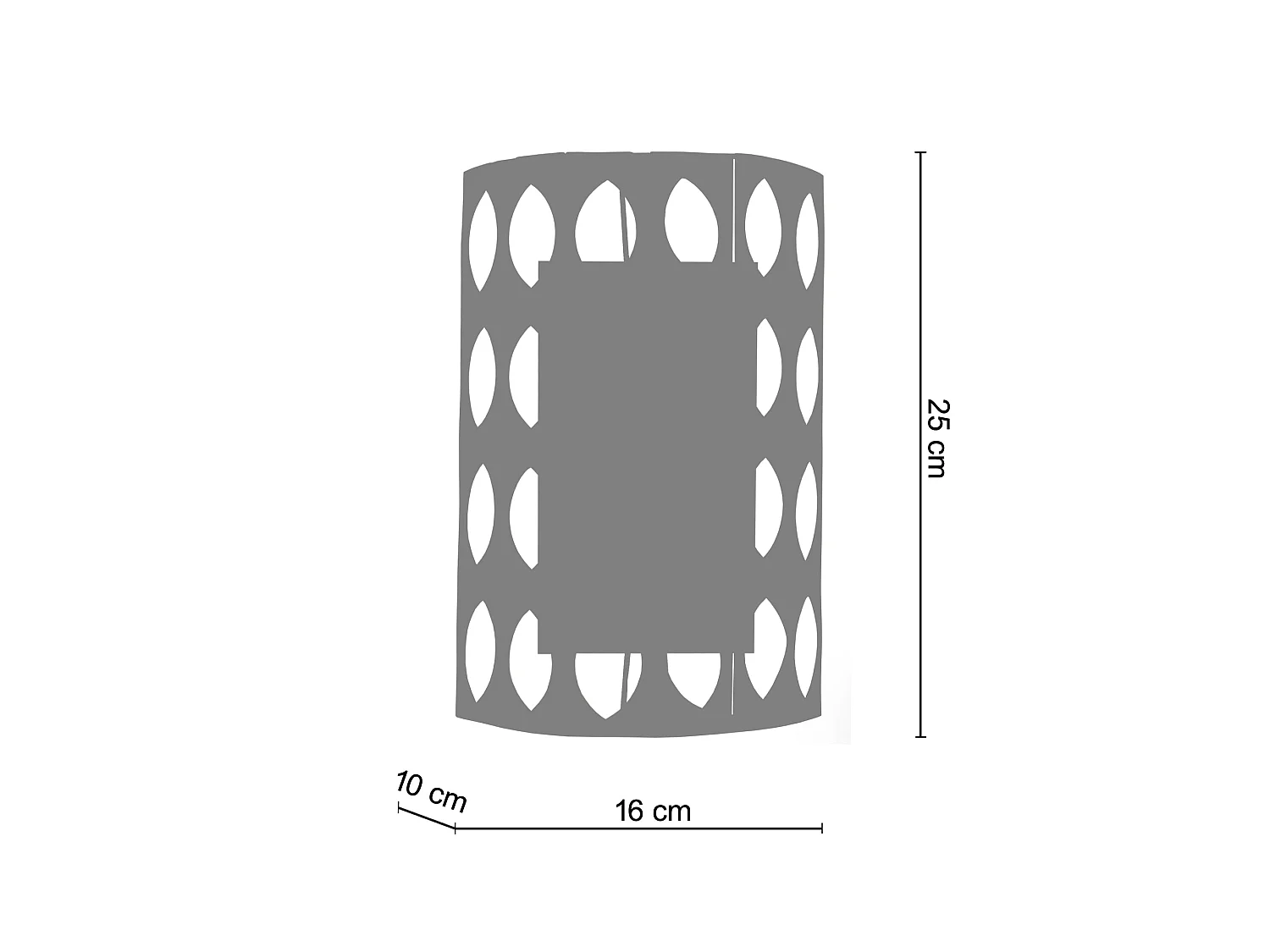 Aplique TOSEL ZIN metal meio cilindro cinza D16 x  H10  cm