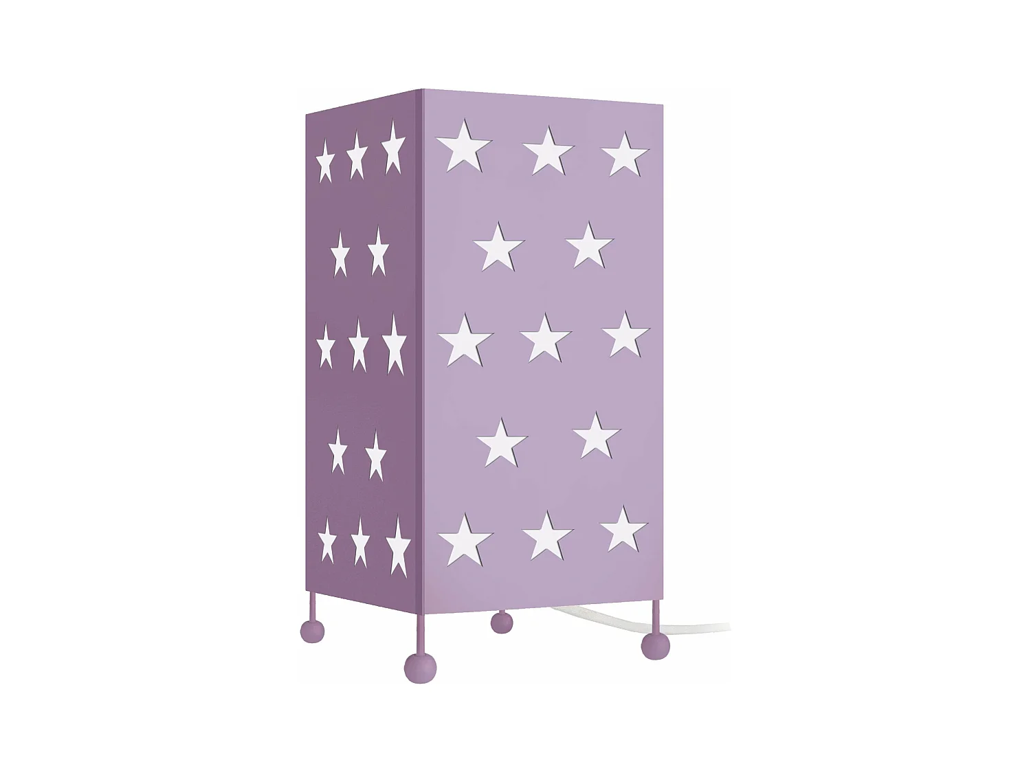 Lampe de chevet enfant carré métal,  mauve 27 cm.