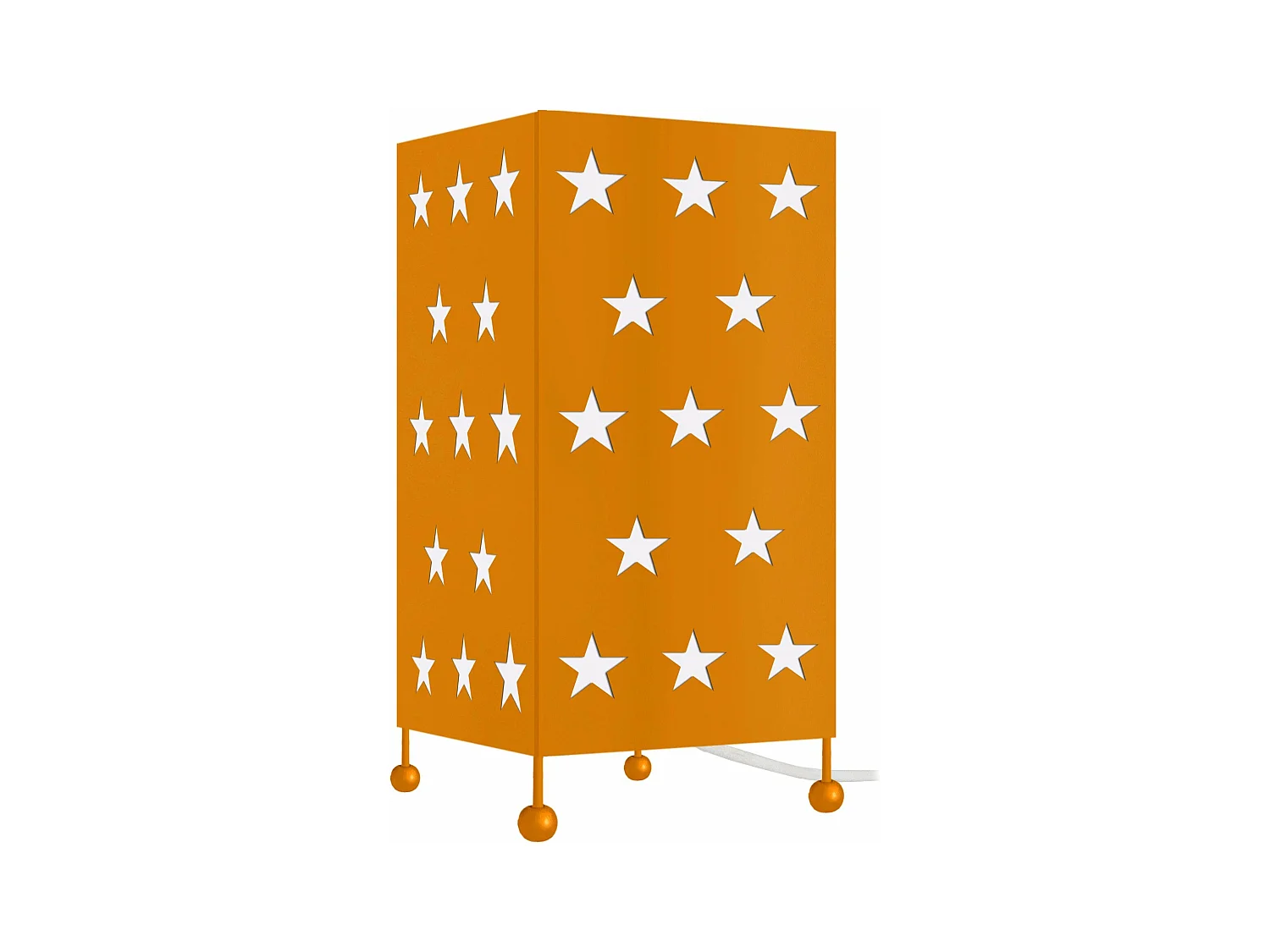 Lampe de chevet enfant carré métal,  orange 27 cm.