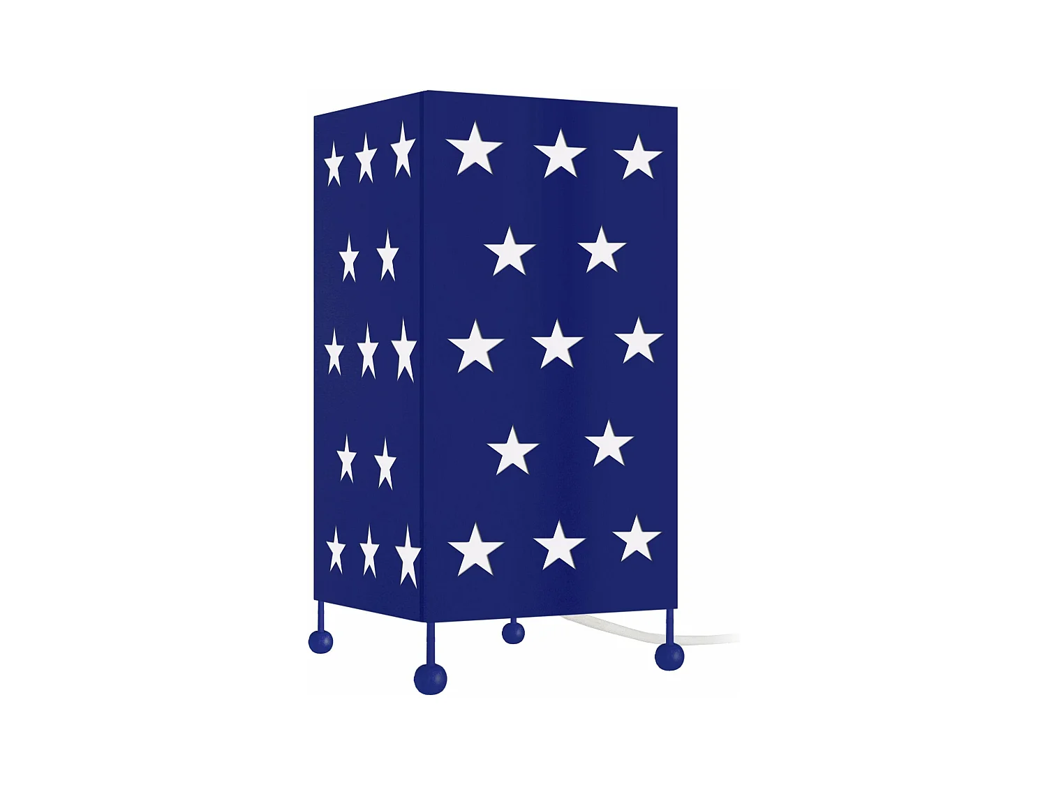 Lampe de chevet enfant carré métal,  bleu marine 27 cm.